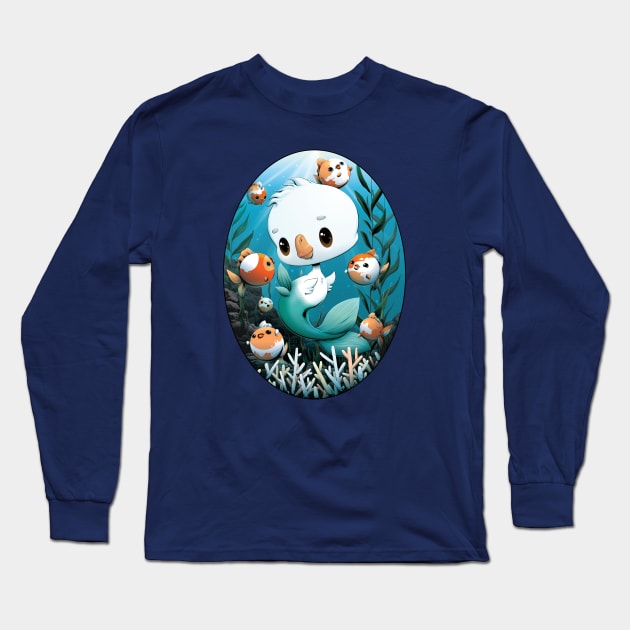 Goose Mermaid - DinkyGoose - Cartoon Goose Long Sleeve T-Shirt by redappletees